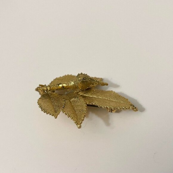 Vintage Leaf Flower Floral Rose Brooch Pin - Picture 4 of 16
